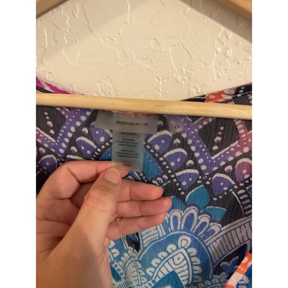 Bleu by Rod Beattie Plus Size Multicolored Printed Caftan Coverup - Picture 8 of 12